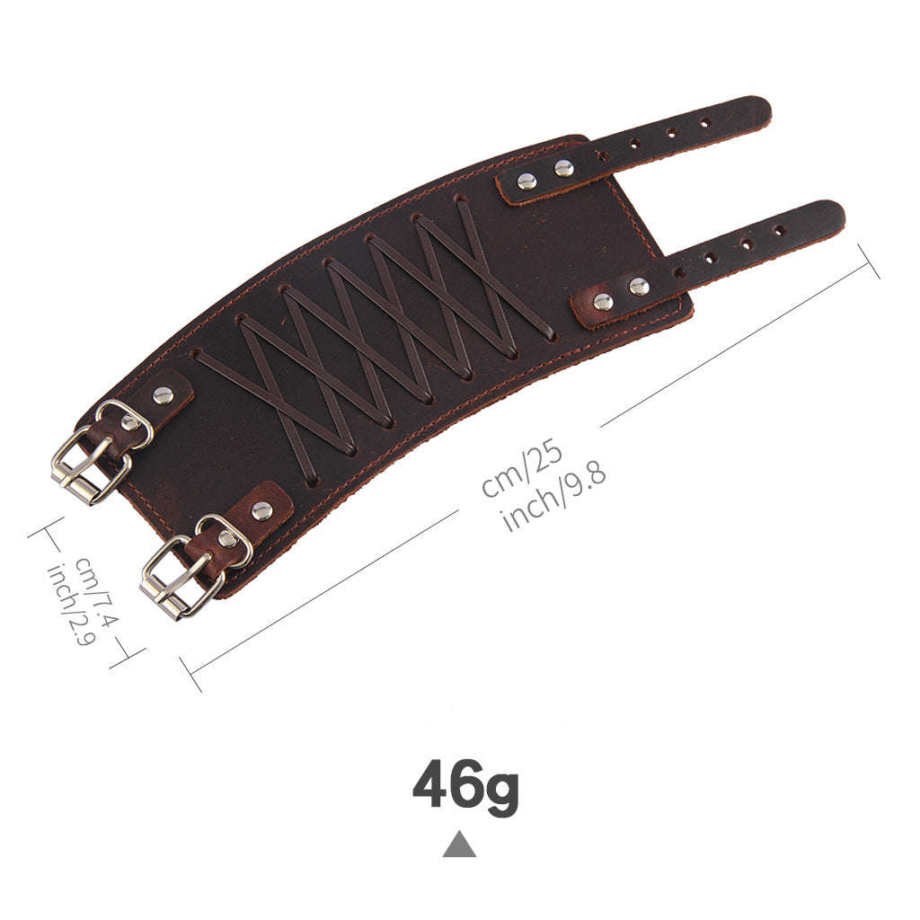 Punk wide wrist leather bracelet