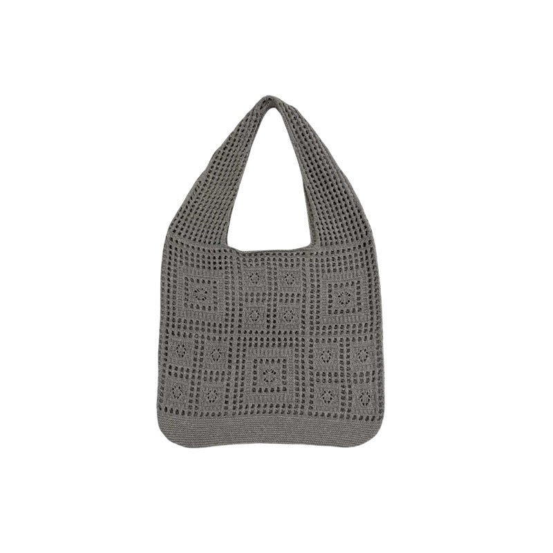 All-matching Solid Color Knitted Shoulder Bag