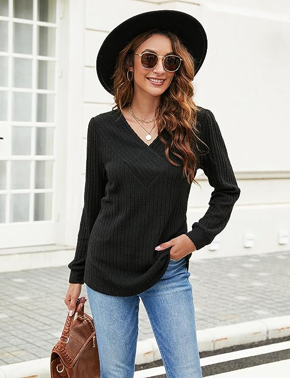 Women's Plus Size Long Sleeve V-neck Casual Top