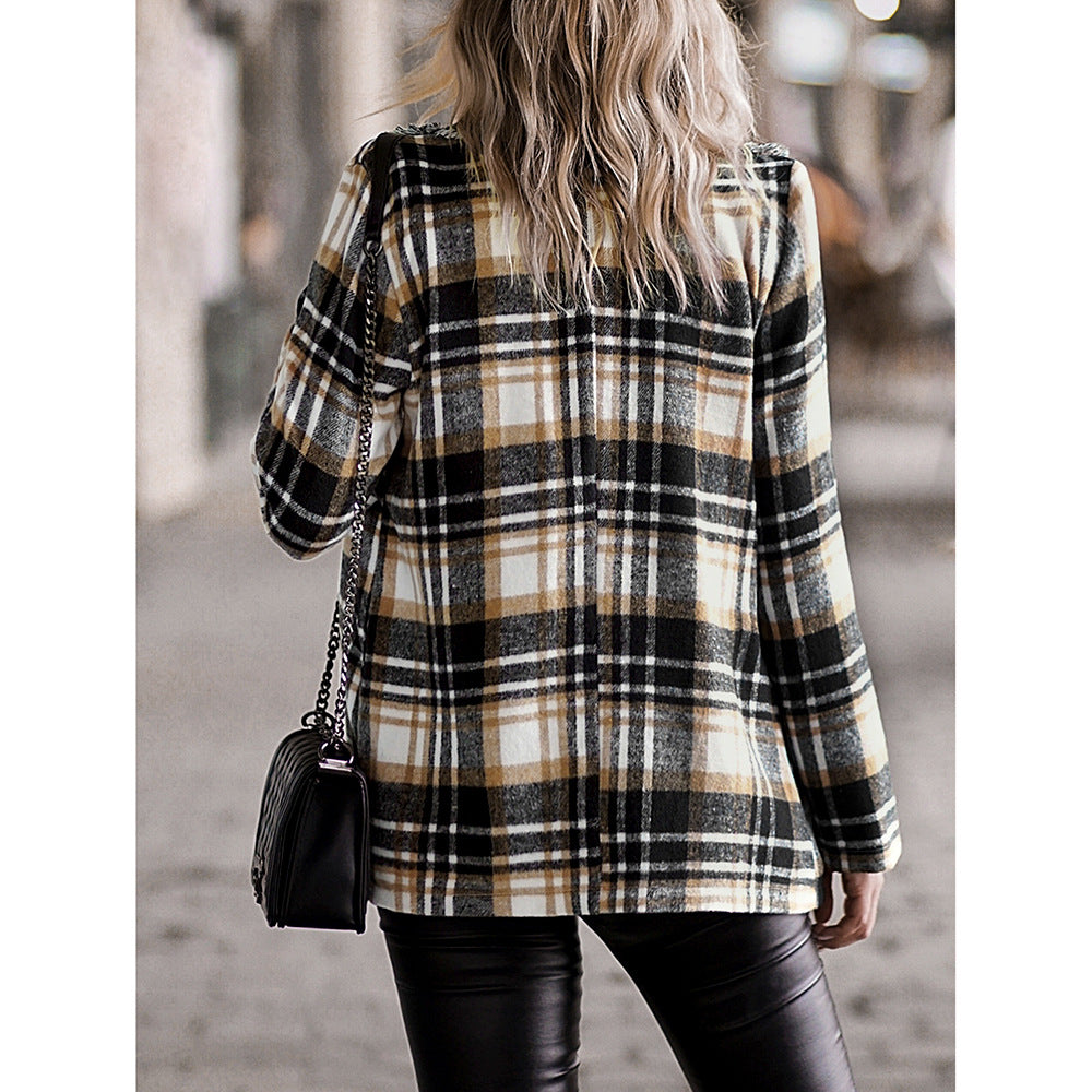 Women's Fashion Casual Plaid Jacket