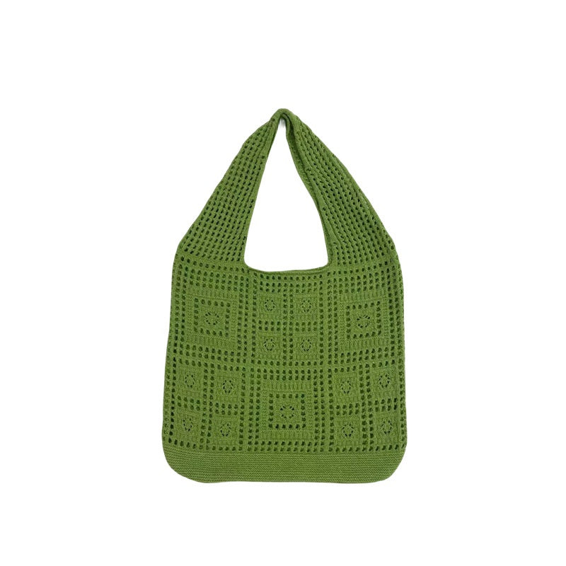 All-matching Solid Color Knitted Shoulder Bag