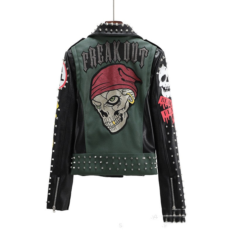 Ladies/Men's European/American Fashion, Floral Print, Short. Motorcycle Jacket.