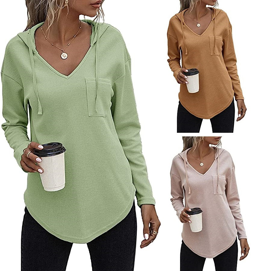 Women's Fashion Casual V-neck Long Sleeve Hoodie