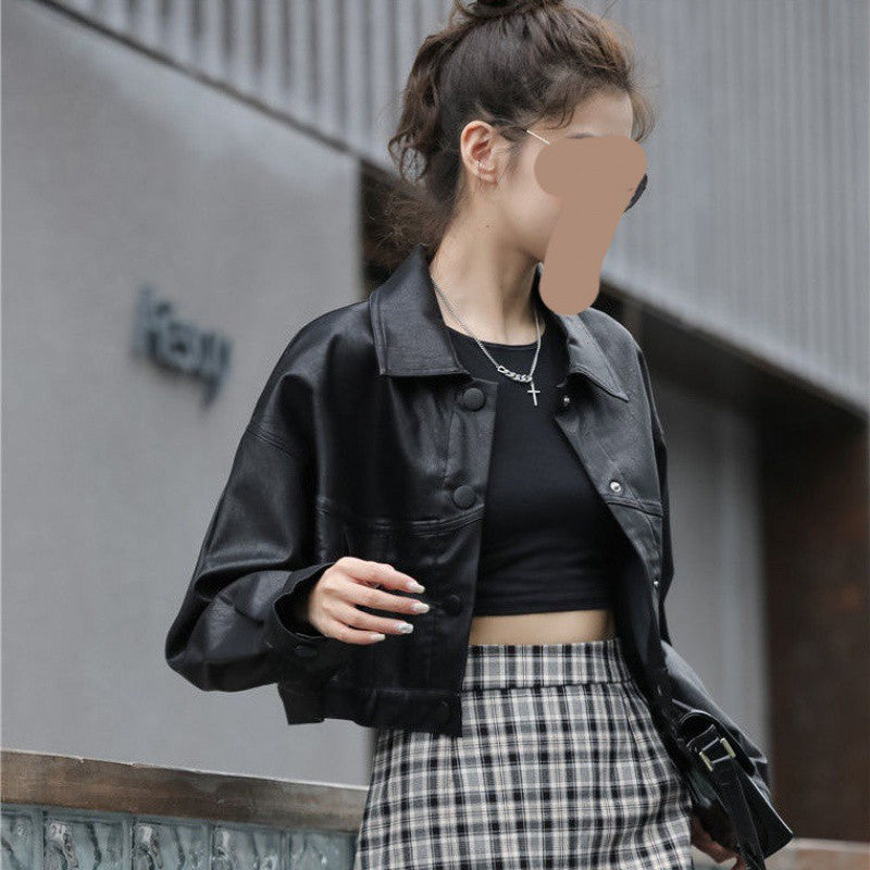 Short Leather Jacket New Vintage Women's Fashion