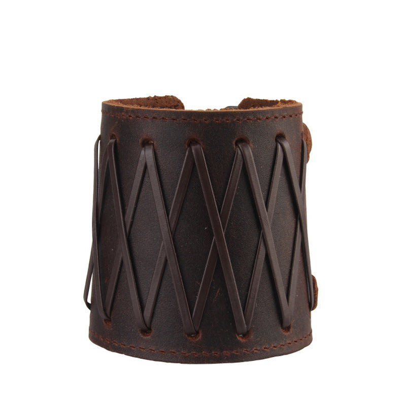 Punk wide wrist leather bracelet