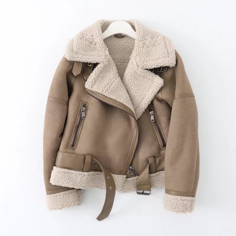 Fleece, Autumn And Winter, Suede Fur, Ladies/Men's Jacket Motorcycle.