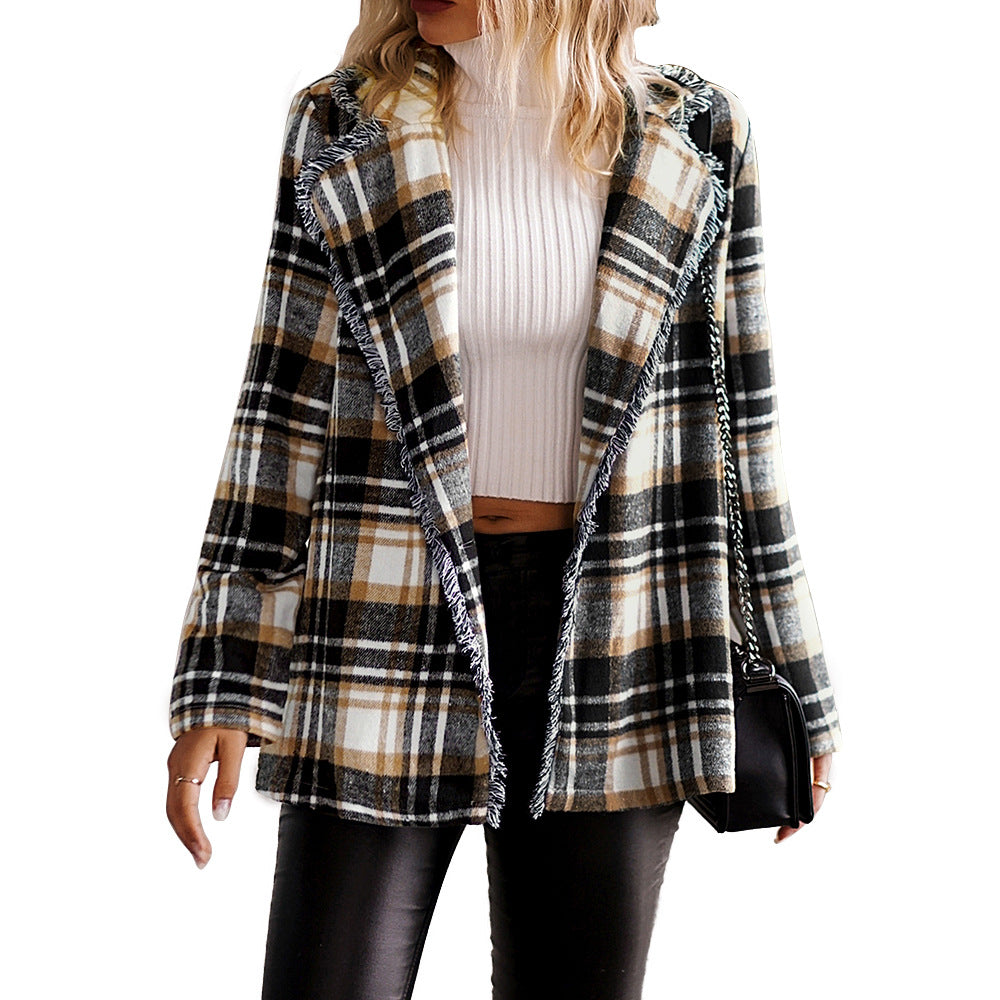 Women's Fashion Casual Plaid Jacket