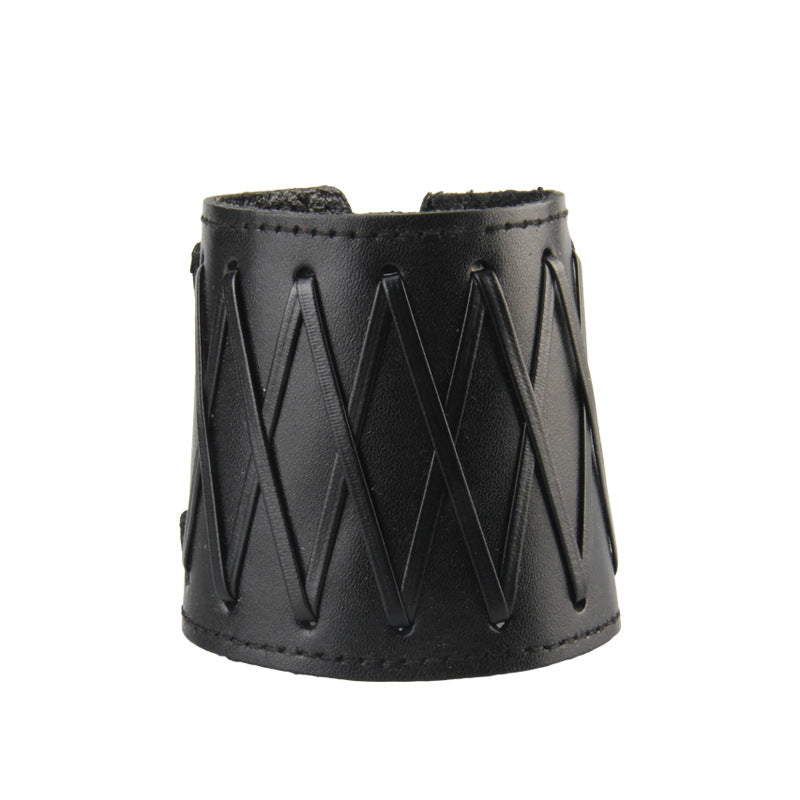 Punk wide wrist leather bracelet