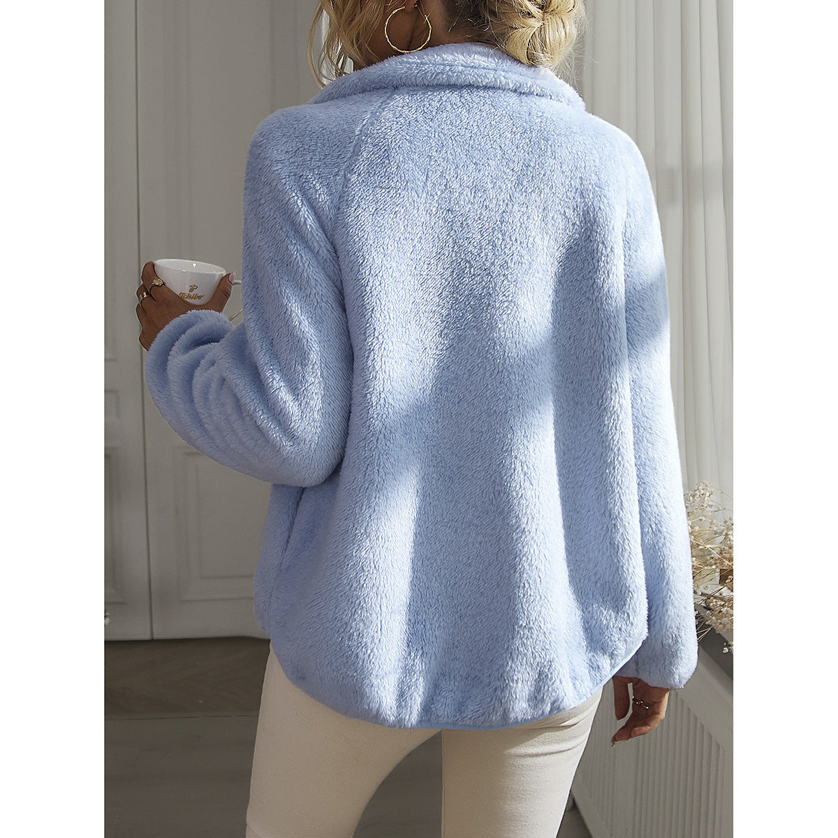 Women's Fashionable Simple Solid Color Long Sleeve Thick Top