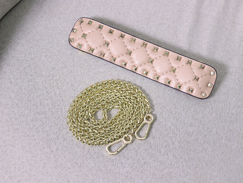 Leather Rivets Bucket Bag Diamond Chain