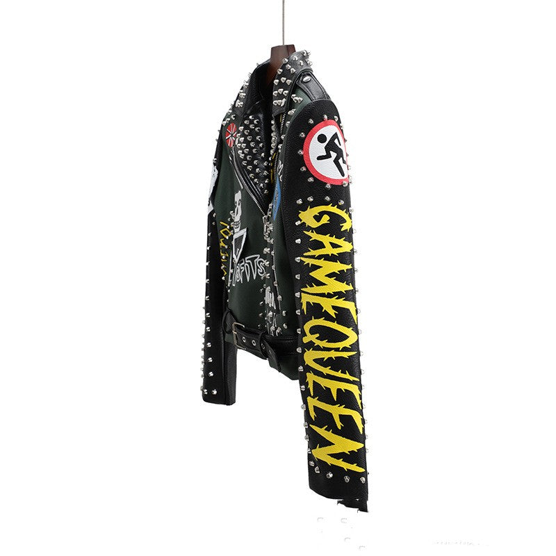 Ladies/Men's European/American Fashion, Floral Print, Short. Motorcycle Jacket.