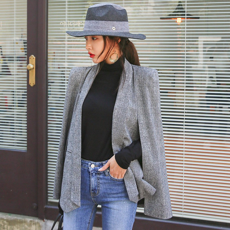 Ladies Mid Length Slim Fit Cape Cape Blazer