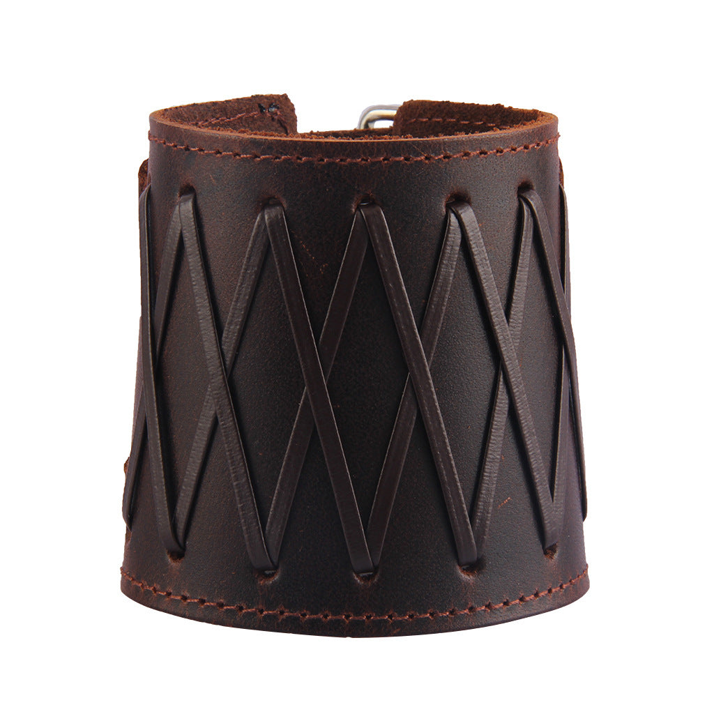 Punk wide wrist leather bracelet