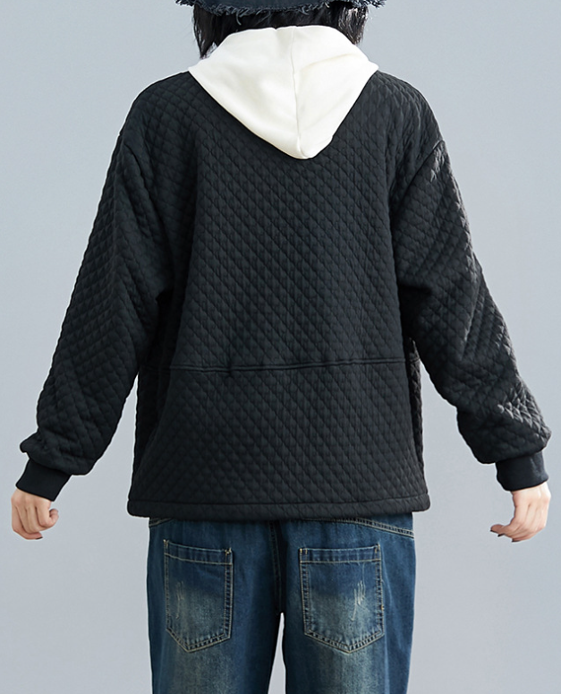 New Ladies Round Neck Long Sleeve Black Baseball Jackets.