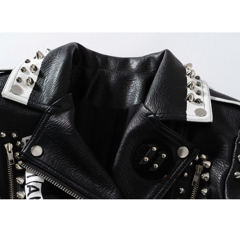 New Punk Rock Windmill Graffiti Leather Ladies Or Men's Jacket