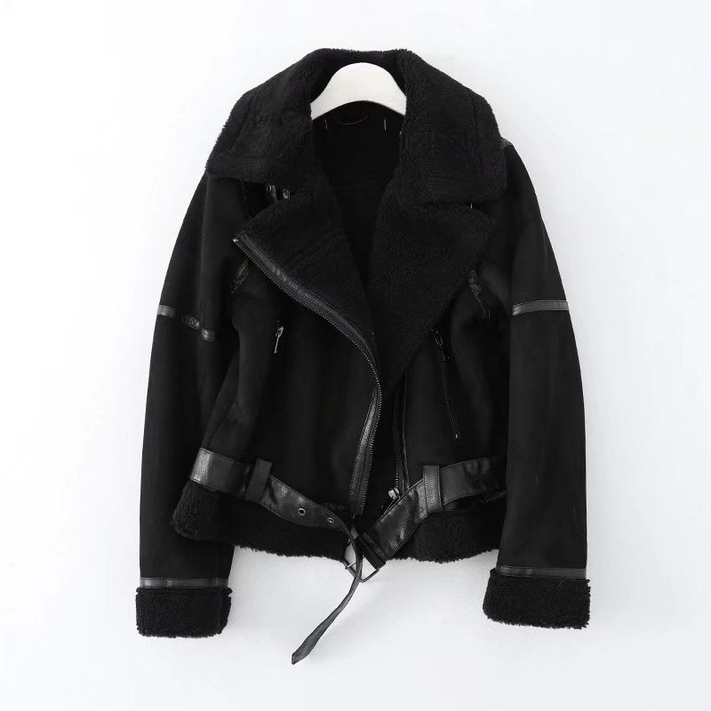 Fleece, Autumn And Winter, Suede Fur, Ladies/Men's Jacket Motorcycle.
