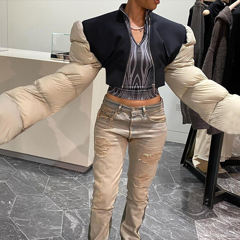 Women's Fashion Temperament Slim Fit Warm Splicing Coat