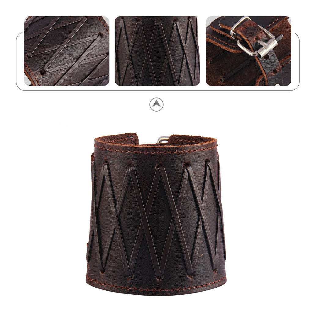 Punk wide wrist leather bracelet