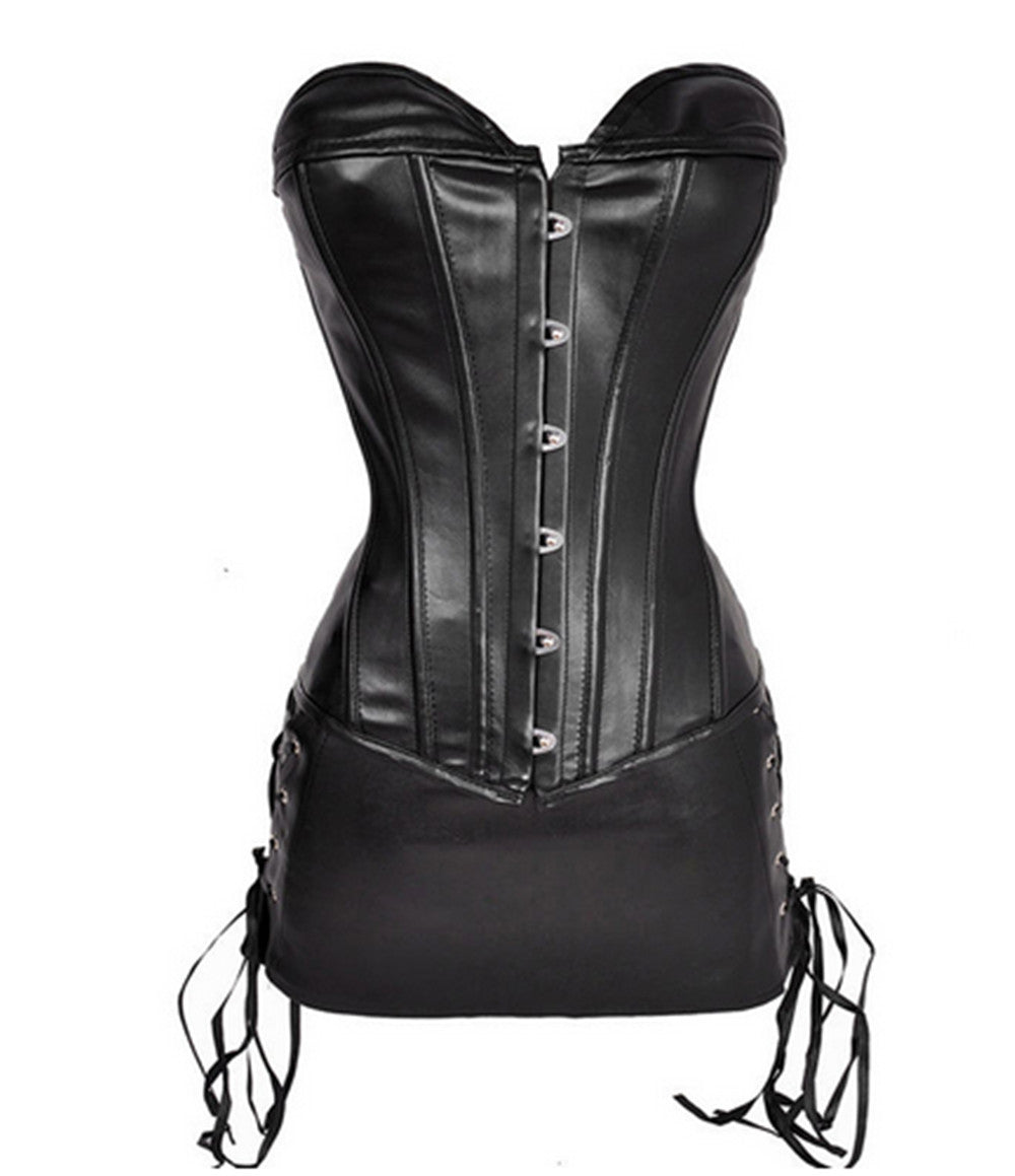 Solid PU Punk Court Bodysuit