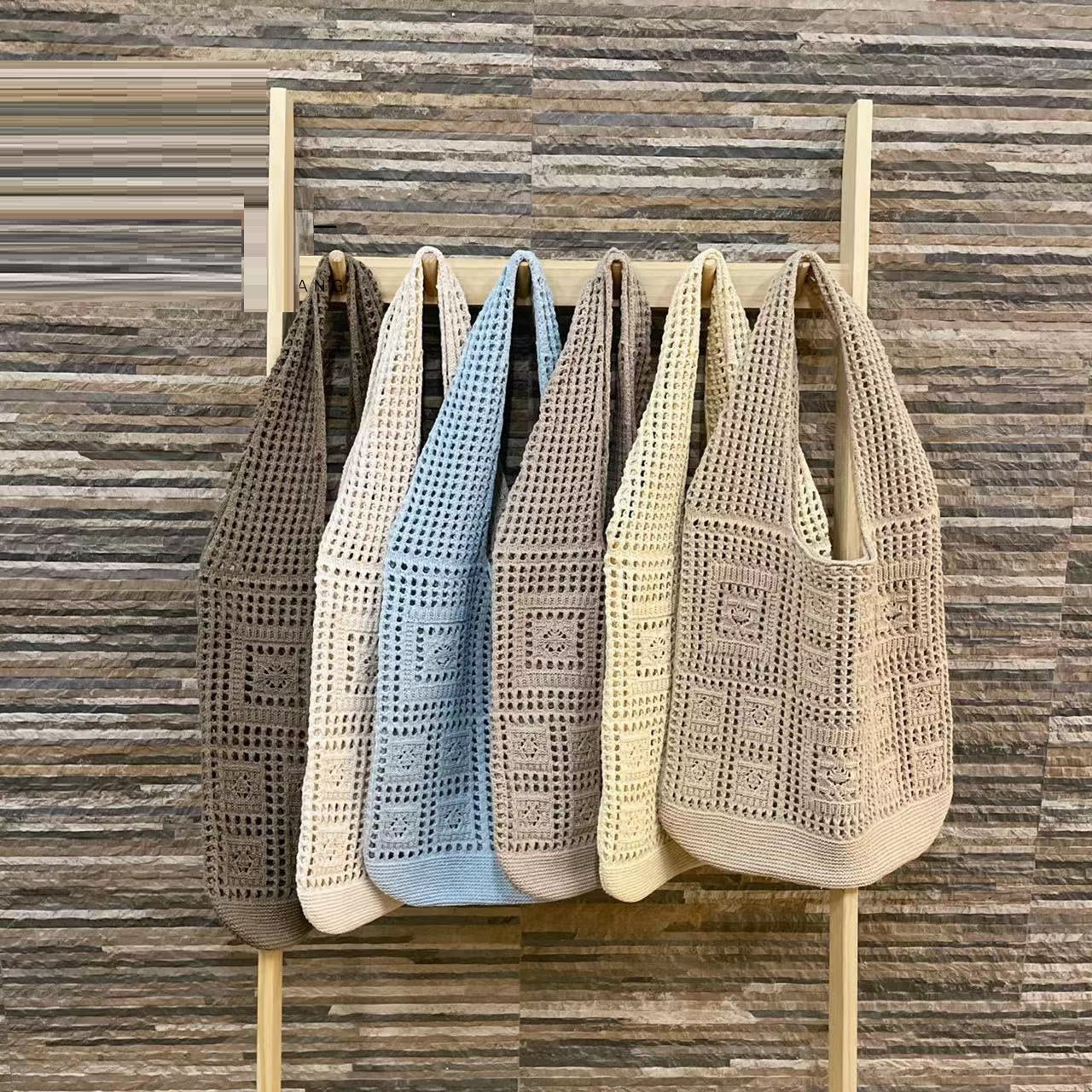 All-matching Solid Color Knitted Shoulder Bag