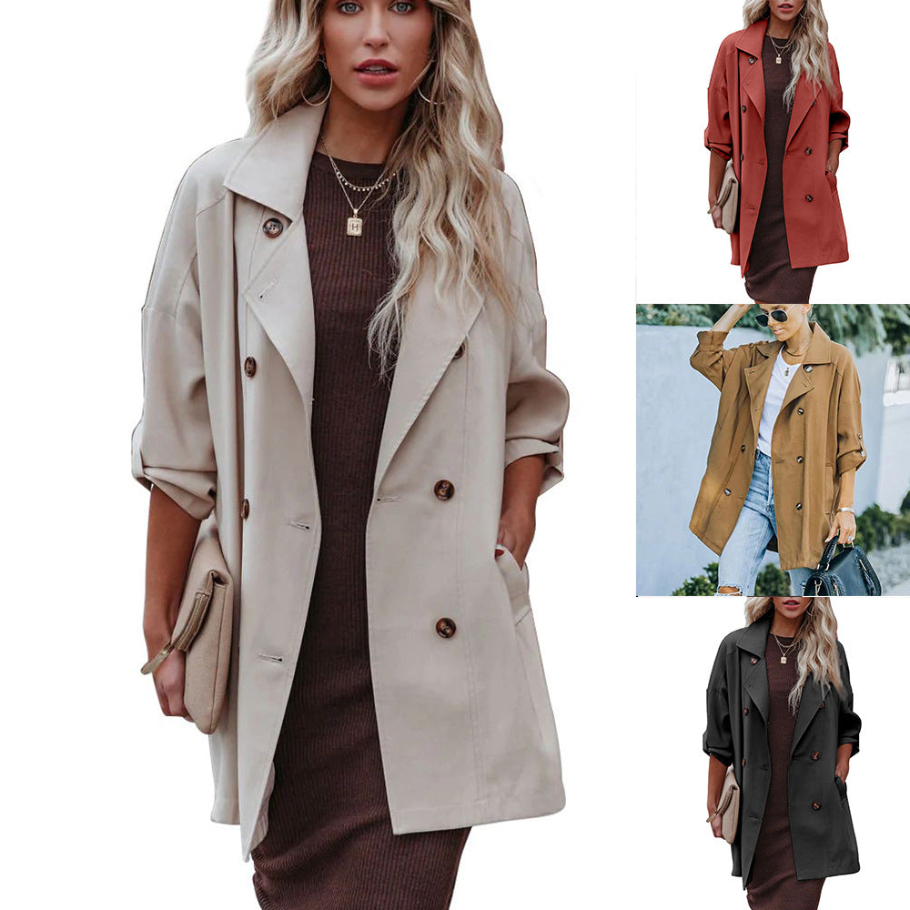 Medium Long Loose Casual Long Sleeve Trench Coat