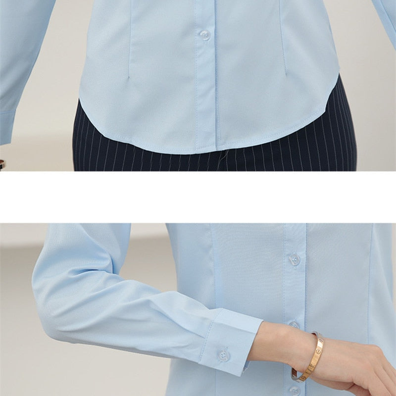 Women's White, Long Sleeve Blouse. 2023 Fashion, Elegant Woman's Clothing.