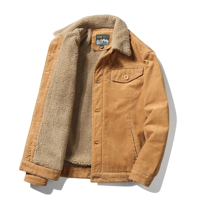 Men's Warm Corduroy Jackets, Winter Casual Jacket, Outwear Thermal.
