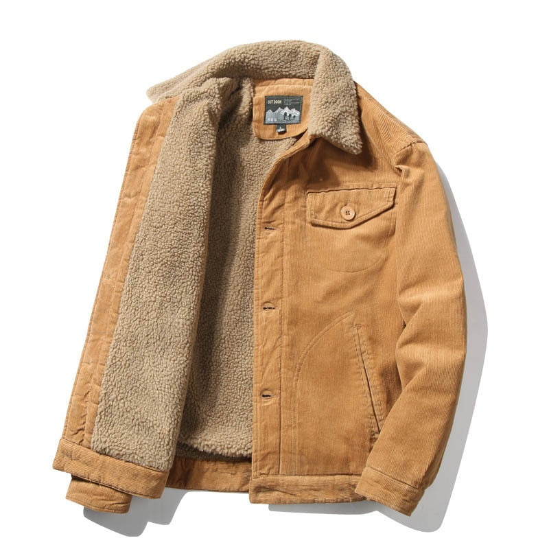 Men's Warm Corduroy Jackets, Winter Casual Jacket, Outwear Thermal.