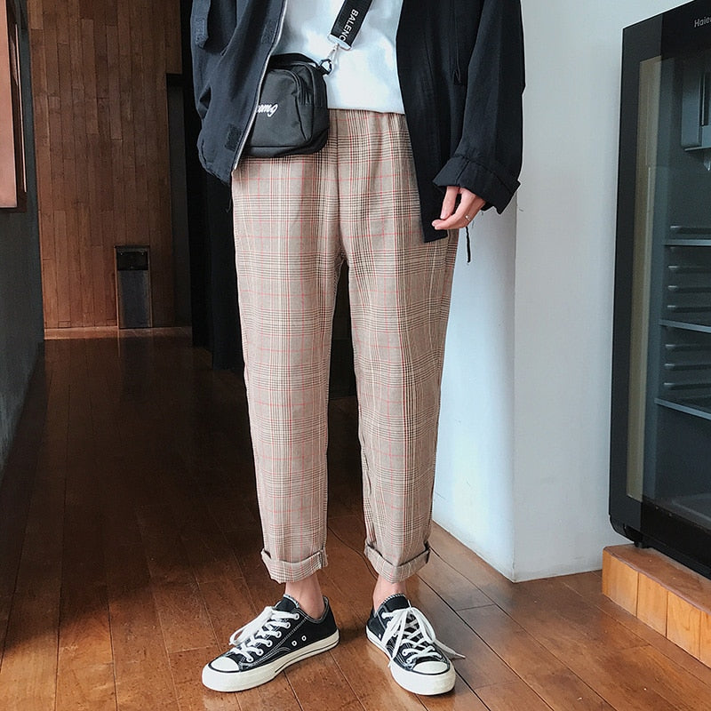 LAPPSTER Streetwear Yellow Plaid Pants Men Joggers