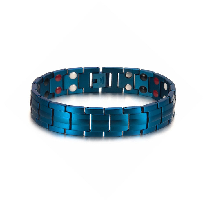 Vinterly Black Bracelet Men Hand Chain Link Energy Health Germanium Magnetic Bracelets Men Stainless Steel Jewelry Women Men
