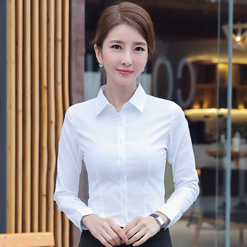 Women's White, Long Sleeve Blouse. 2023 Fashion, Elegant Woman's Clothing.