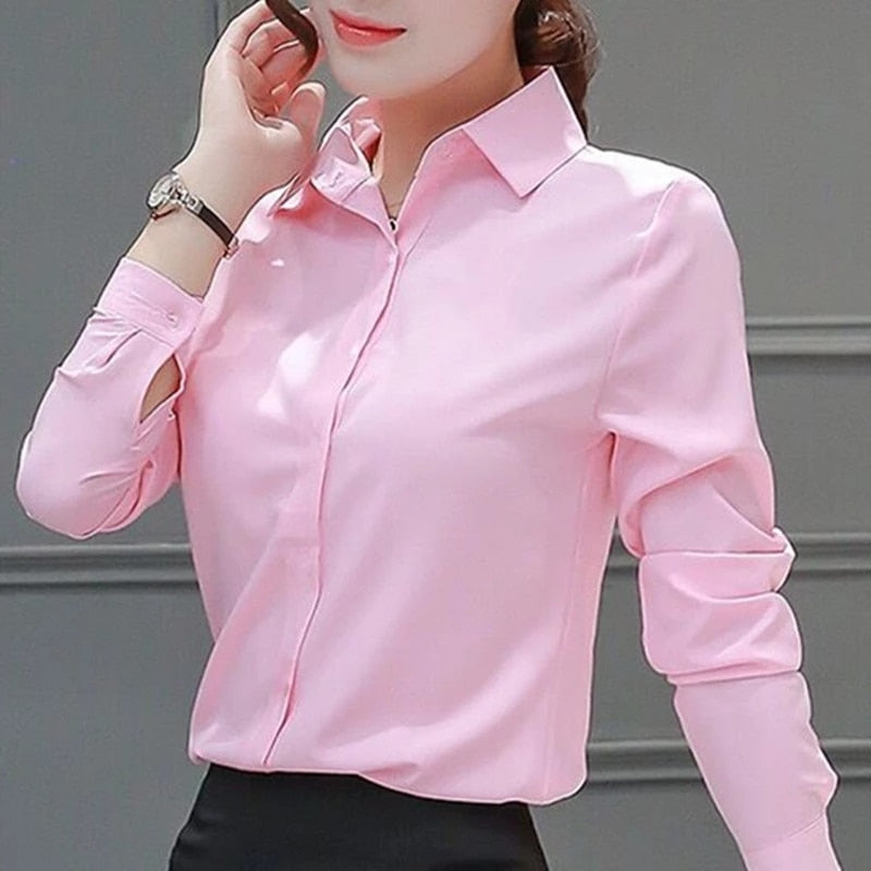 Women's White, Long Sleeve Blouse. 2023 Fashion, Elegant Woman's Clothing.