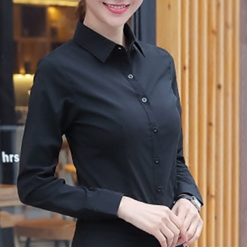 Women's White, Long Sleeve Blouse. 2023 Fashion, Elegant Woman's Clothing.