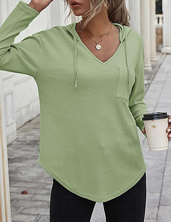 Women's Fashion Casual V-neck Long Sleeve Hoodie