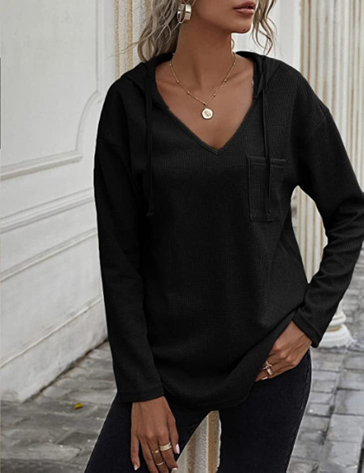 Women's Fashion Casual V-neck Long Sleeve Hoodie