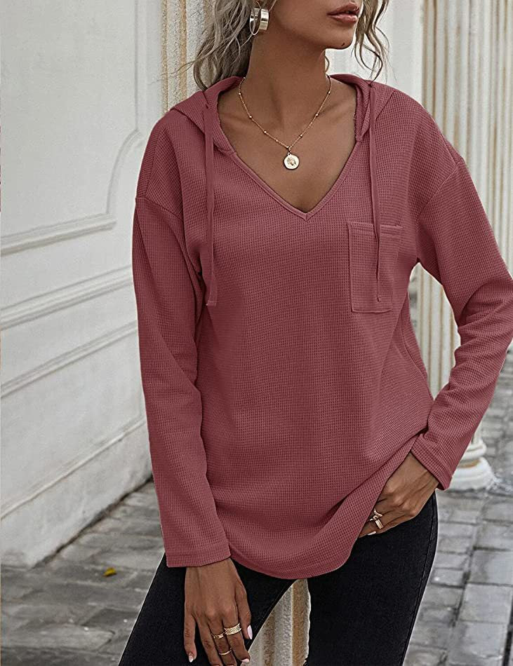 Women's Fashion Casual V-neck Long Sleeve Hoodie