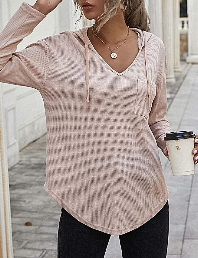 Women's Fashion Casual V-neck Long Sleeve Hoodie
