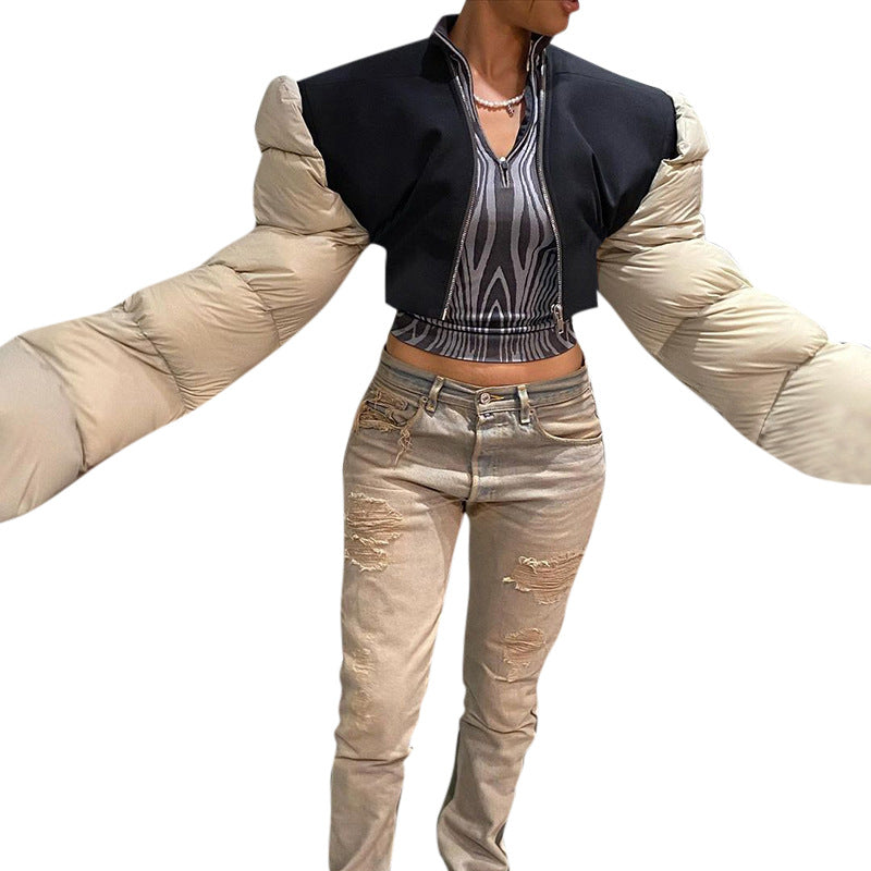Women's Fashion Temperament Slim Fit Warm Splicing Coat