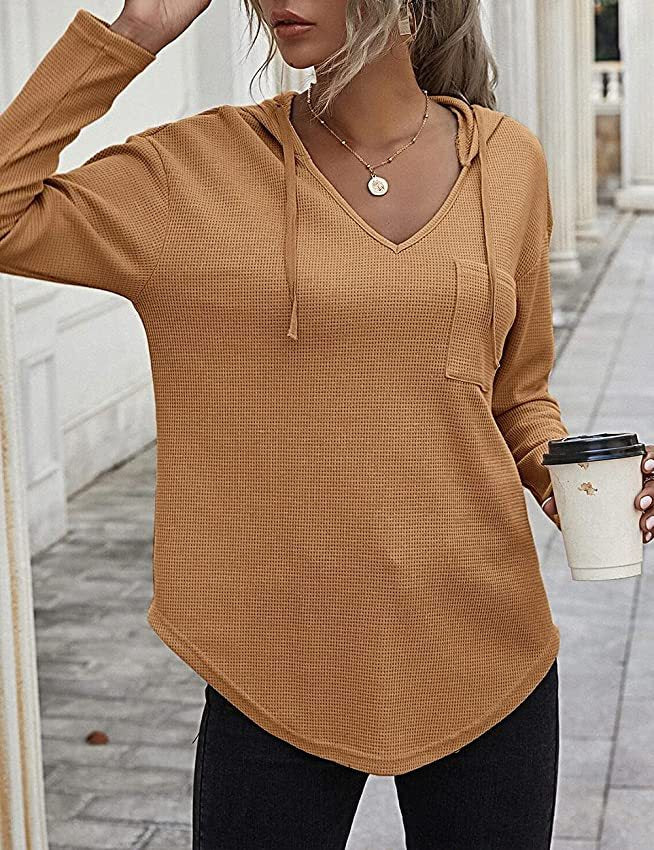 Women's Fashion Casual V-neck Long Sleeve Hoodie