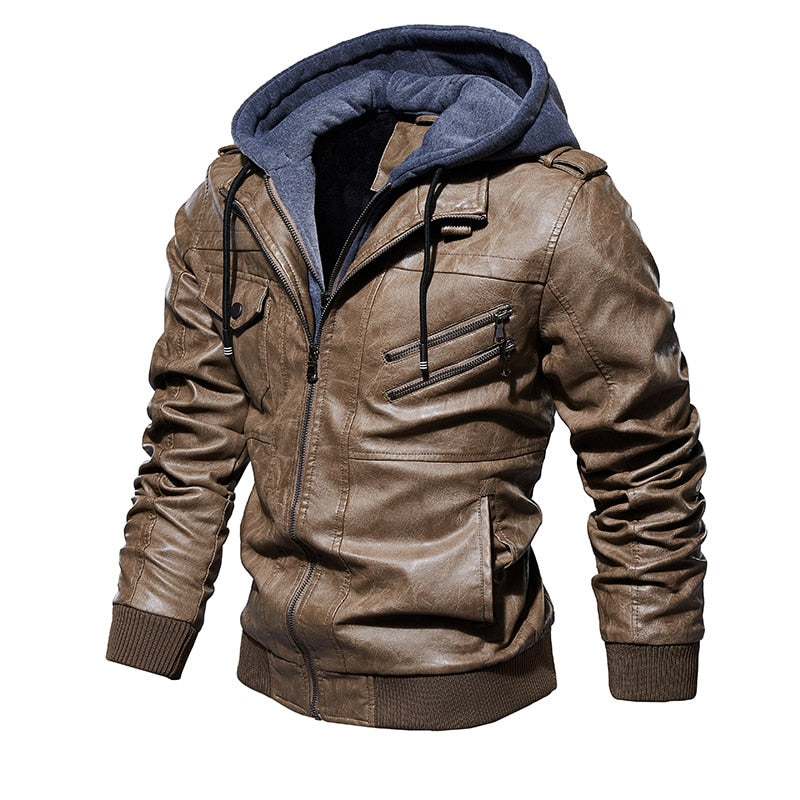 Mens Leather Jackets 2023 Winter New Casual Motorcycle PU Jacket Biker Leather Coats European Windbreaker Genuine Leather Jacket