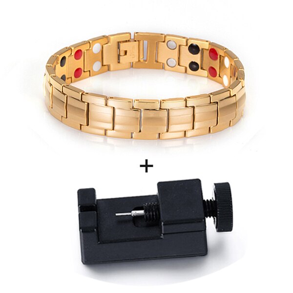 Vinterly Black Bracelet Men Hand Chain Link Energy Health Germanium Magnetic Bracelets Men Stainless Steel Jewelry Women Men