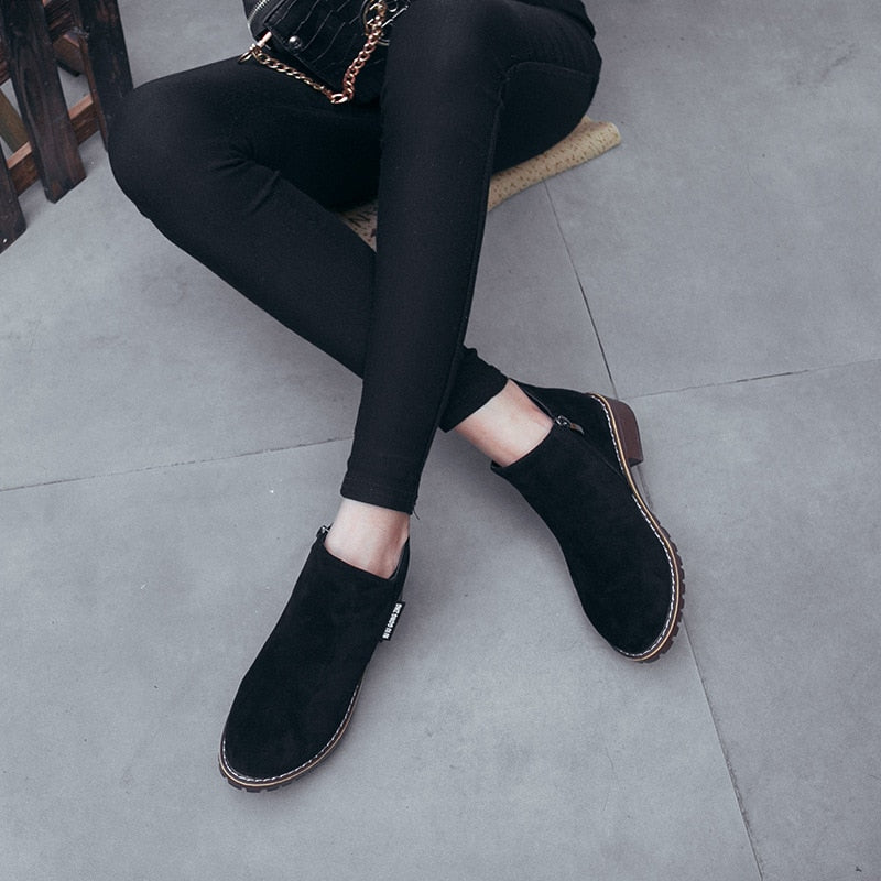 Women's Boots Autumn/Winter Boots. Ladies Ankle Boots Heels, Suede Leather Boots