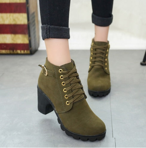 Women's Boots Autumn/Winter Boots. Ladies Ankle Boots Heels, Suede Leather Boots