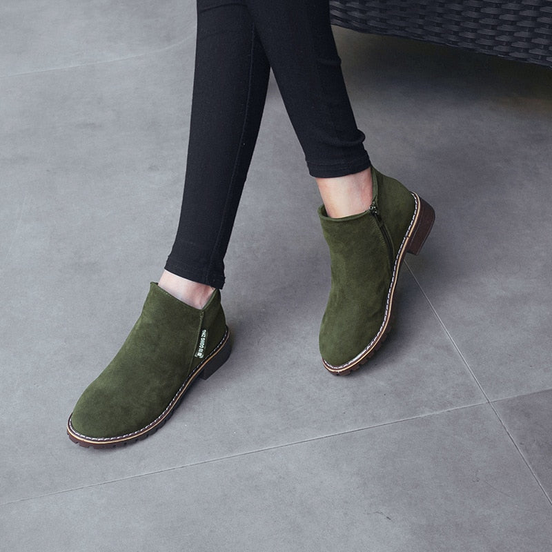 Women's Boots Autumn/Winter Boots. Ladies Ankle Boots Heels, Suede Leather Boots