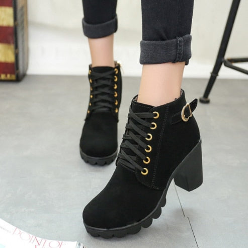 Women's Boots Autumn/Winter Boots. Ladies Ankle Boots Heels, Suede Leather Boots