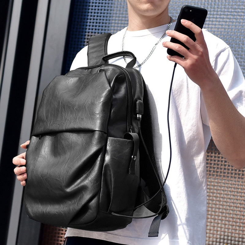 High Quality Leather Men's Travel Backpack.