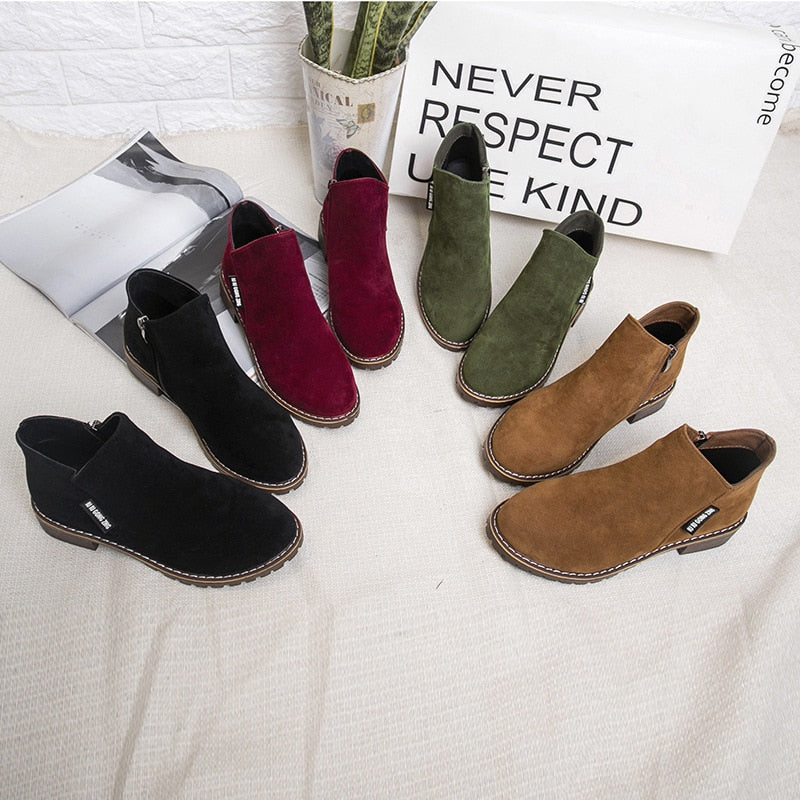 Women's Boots Autumn/Winter Boots. Ladies Ankle Boots Heels, Suede Leather Boots