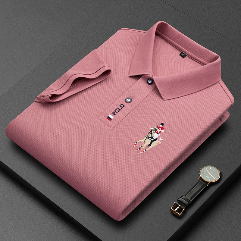 Men's Cotton Embroidered Business Short Sleeve POLO Shirt