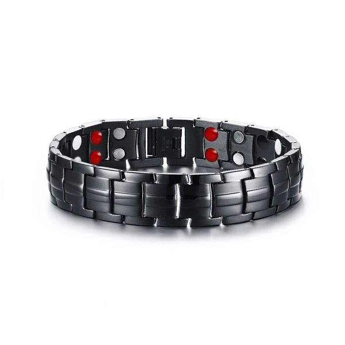 Vinterly Black Bracelet Men Hand Chain Link Energy Health Germanium Magnetic Bracelets Men Stainless Steel Jewelry Women Men