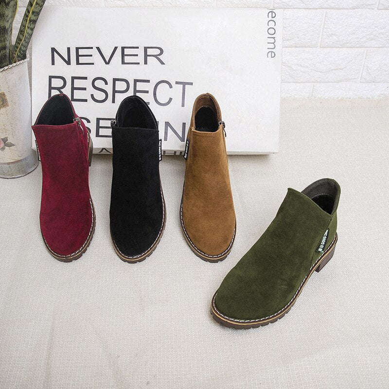 Women's Boots Autumn/Winter Boots. Ladies Ankle Boots Heels, Suede Leather Boots